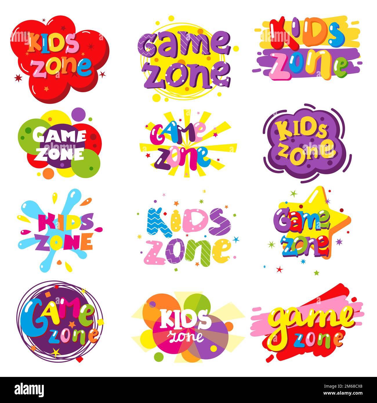 Set banner zona bambini, illustrazione con isolamento vettoriale Illustrazione Vettoriale