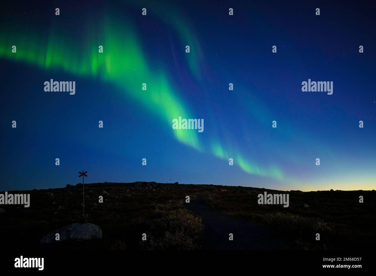 Luce del Nord, Aurora borealis visto sul Monte Dundret, Gällivare, Lapponia svedese, Svezia Foto Stock