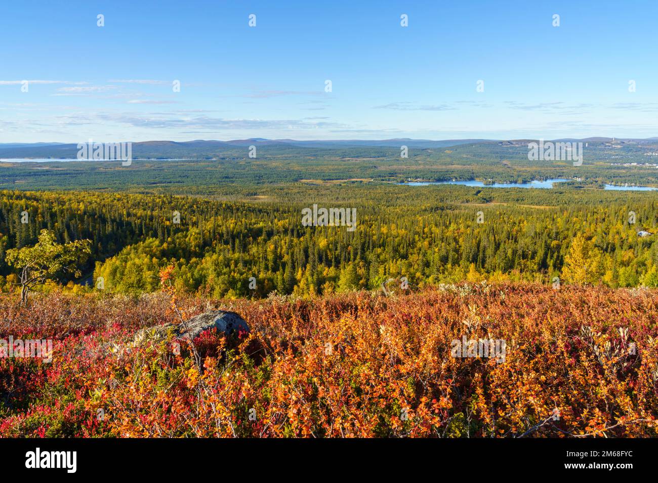 Vista dal Monte Dundret nella stagione autunnale, Gällivare, Laplan svedese, Svezia Foto Stock