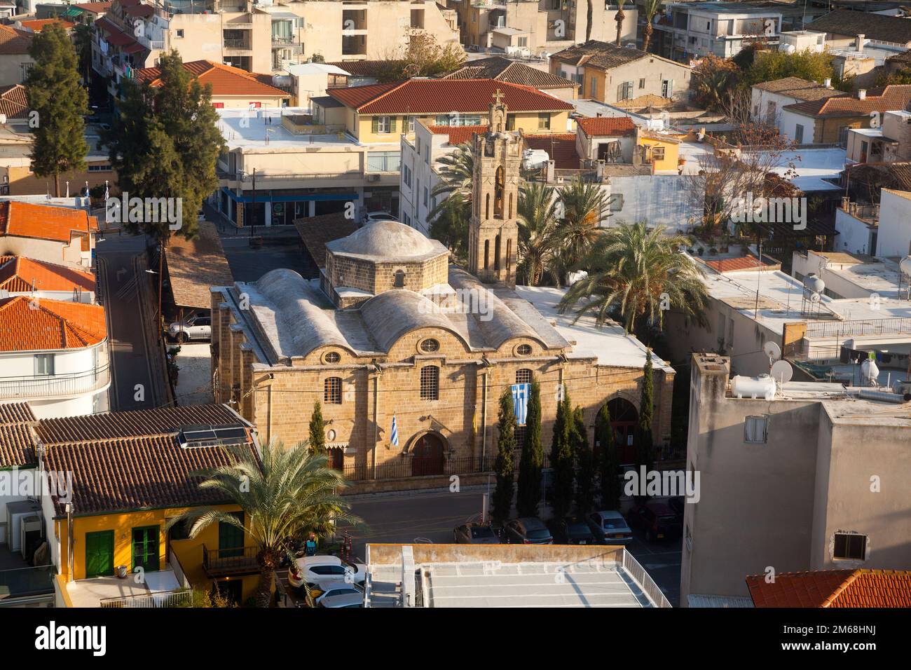 Chiesa dell'Arcangelo michele Trypiotis, vista dall'alto, Vecchia Nicosia Foto Stock