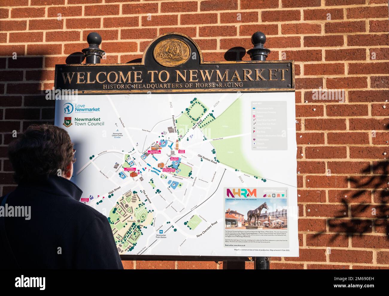 Mappa di Newmarket a Newmarket, Suffolk, Regno Unito Foto Stock