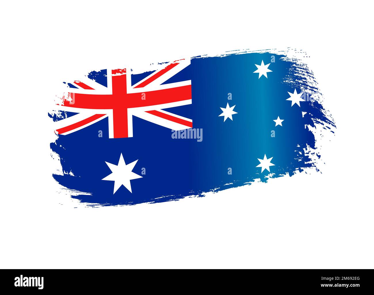 Bandiera grunge Australia realizzata con pennello textured. Bandiera patriottica isolata su sfondo bianco per l'Australia, 26 gennaio. Banner vettoriale Illustrazione Vettoriale