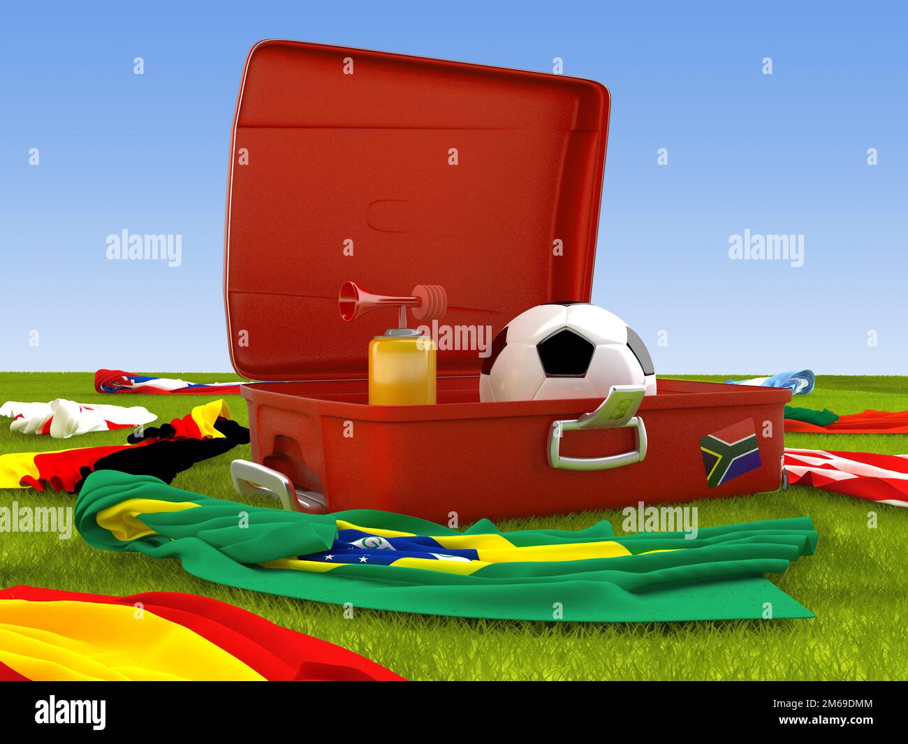 Valigia del sostenitore di calcio Foto Stock