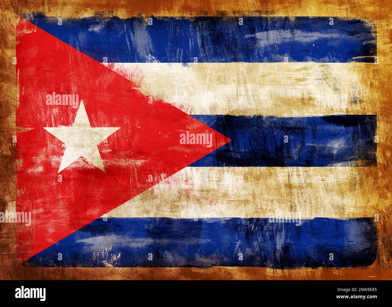 CUBA vecchia bandiera dipinta Foto Stock
