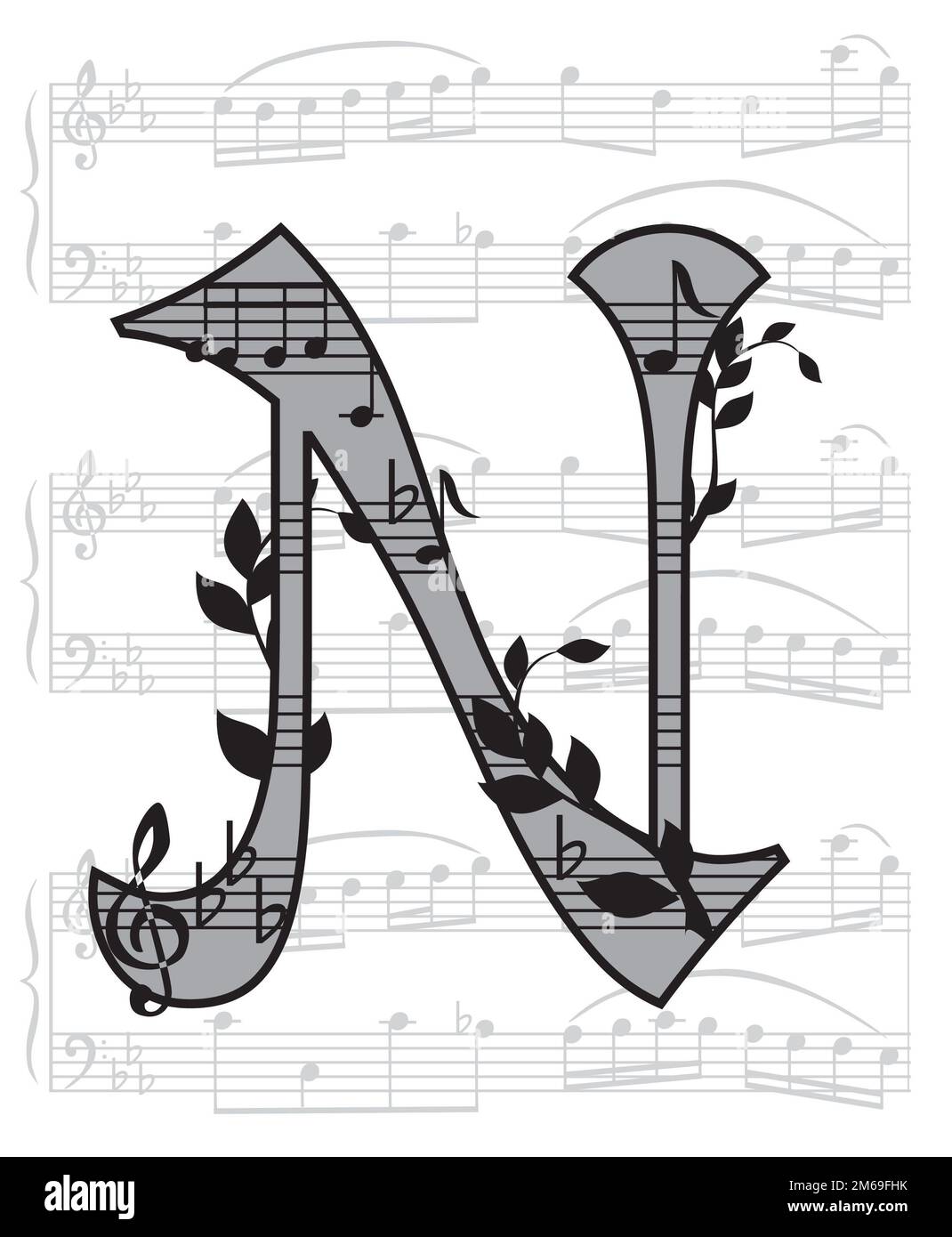 Lettera con musica Foto Stock