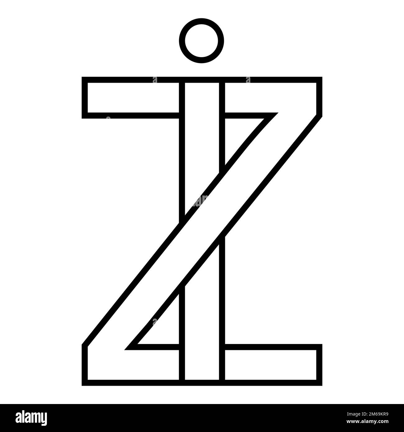 Logo sign iz zi Icon nft lettere interlacciate i z Illustrazione Vettoriale