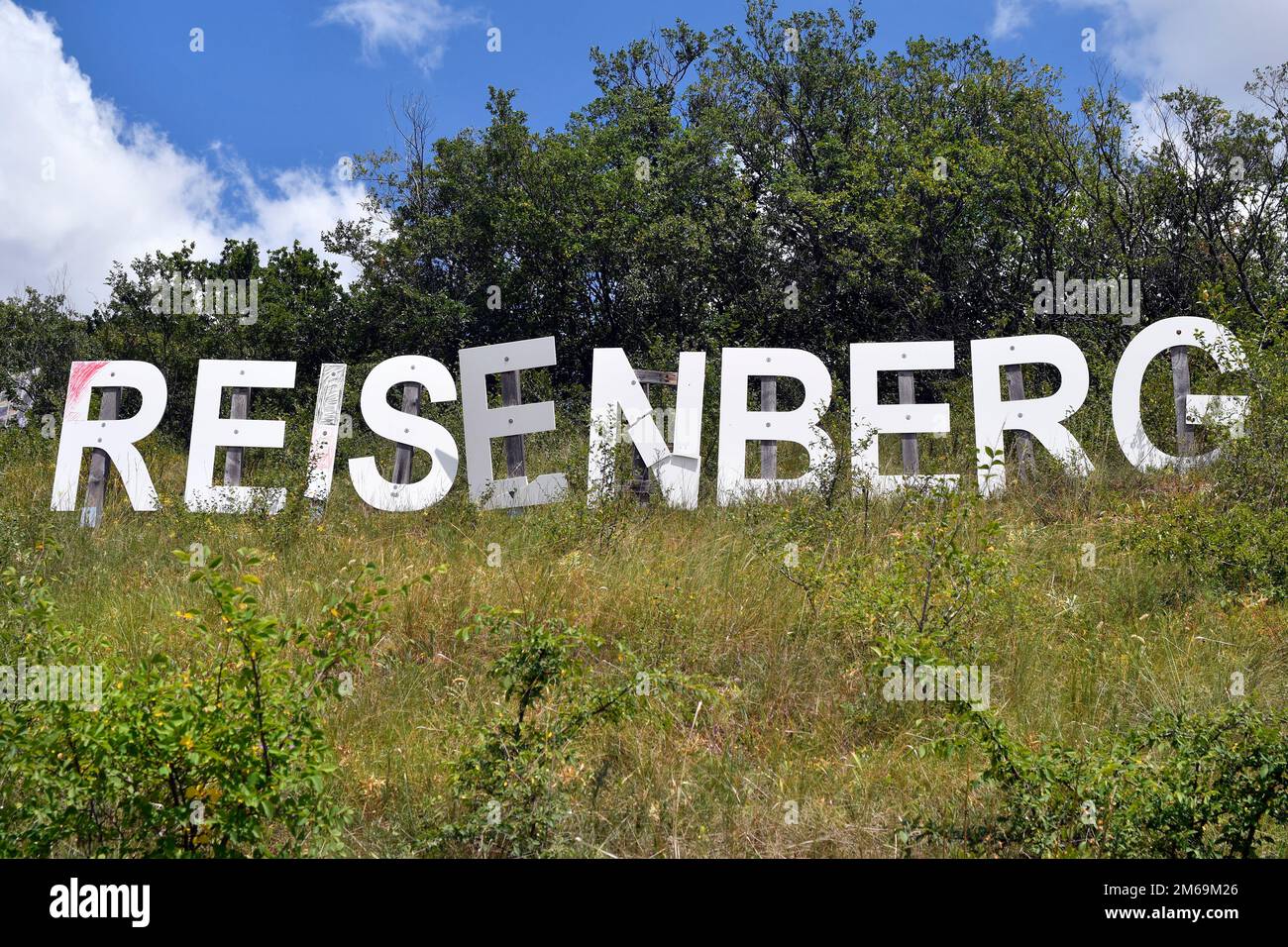 Austria, la scritta della piccola città rurale della bassa Austria basata su Hollywood Foto Stock