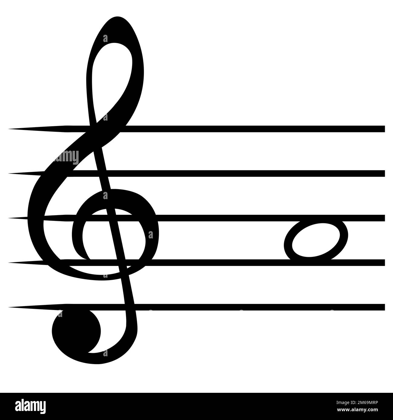 Nota A, la musica staff linee G clef solfege note Illustrazione Vettoriale