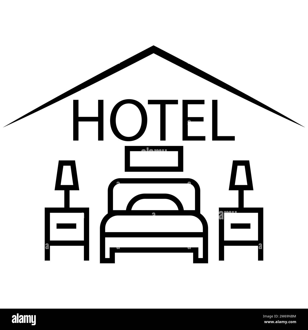 Hotel icona vettore, camera turismo vacanza edificio, pittogramma illustrazione viaggio Illustrazione Vettoriale