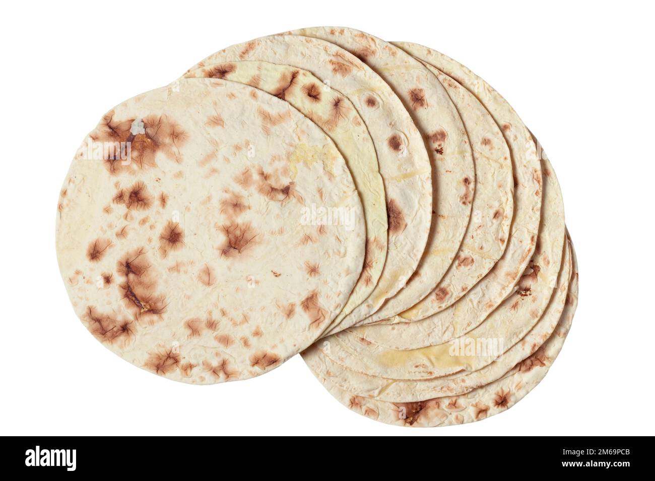 Lavash di pane piatto Taco isolato su sfondo bianco. Foto Stock