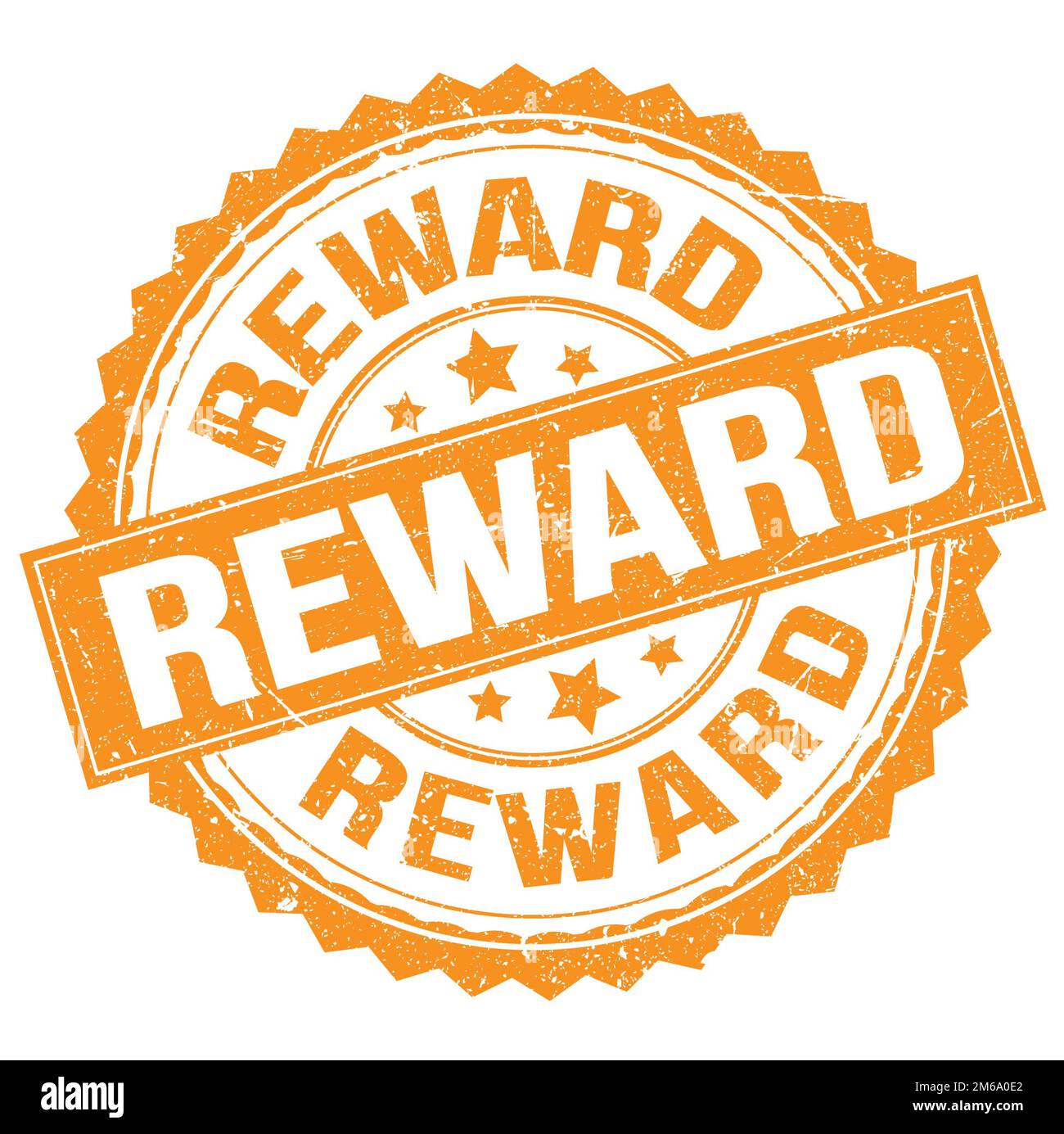 Testo DEL PREMIO scritto sul cartello arancione con il timbro rotondo Foto Stock