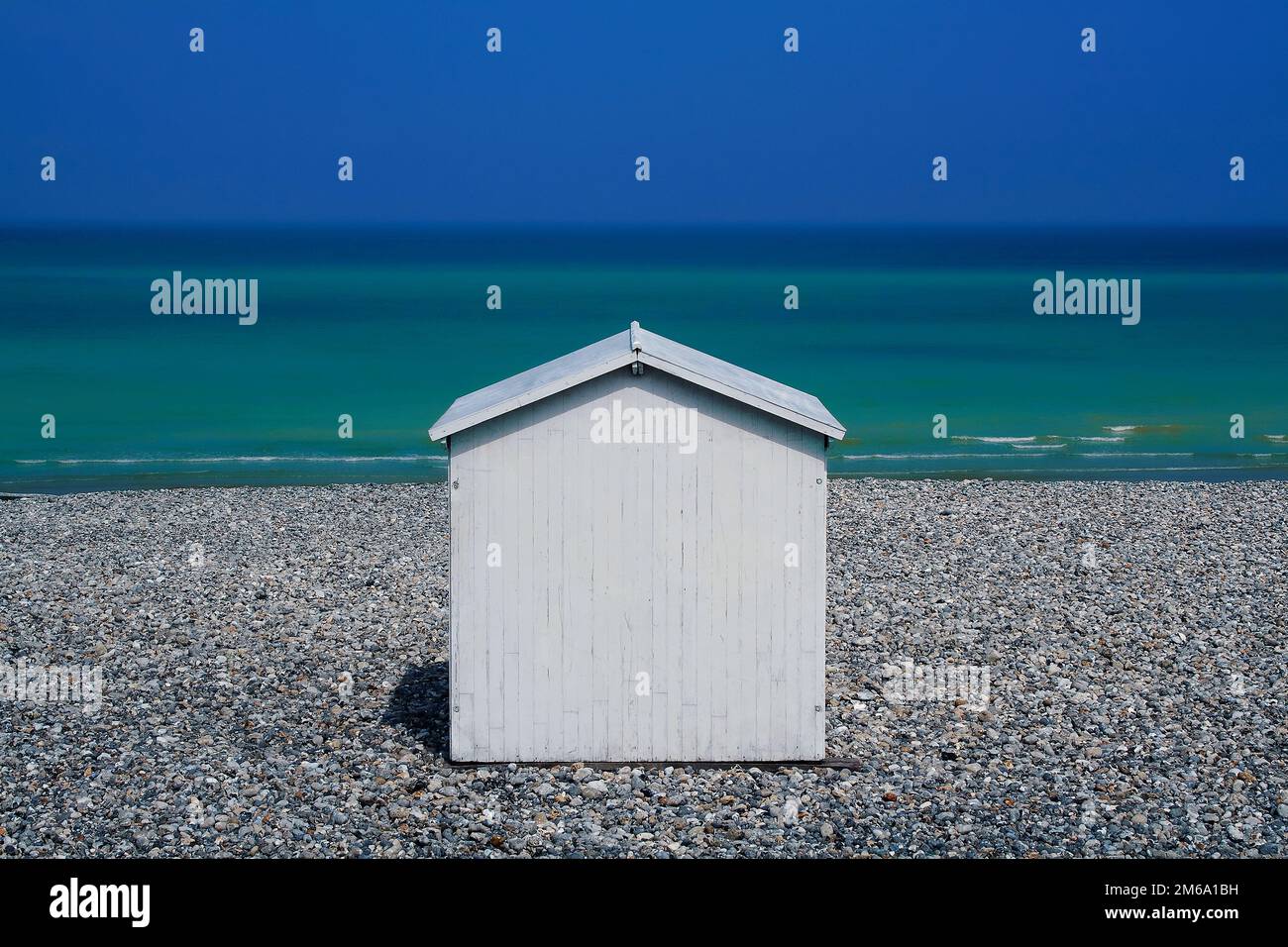 Einzelnes Strandhaus, Mers-les-Bains, Picardie, Francia Foto Stock