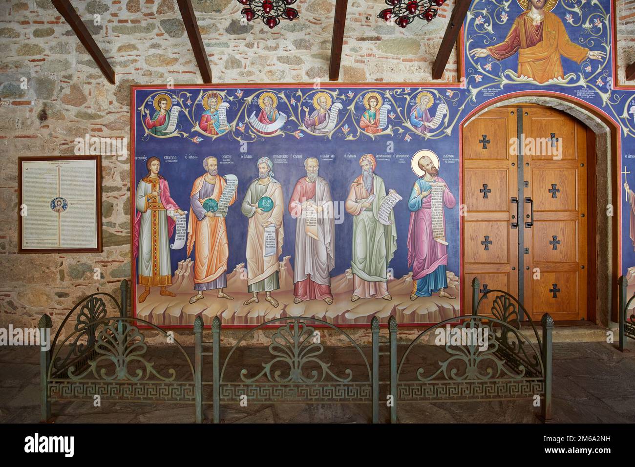 Dipinti al Grande Meteorone Sacro Monastero, Meteora, Grecia Foto Stock