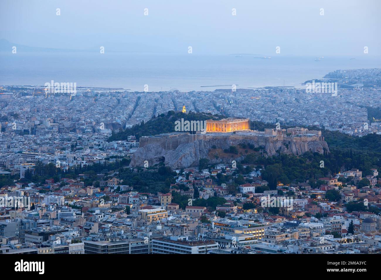 Paesaggio urbano di Atene con il Partenone, Grecia Foto Stock