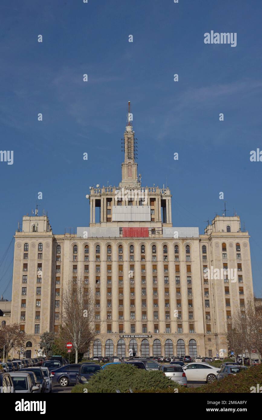 House of the Free Press, il centro per giornali e stampa a Bucarest, Romania. Foto Stock