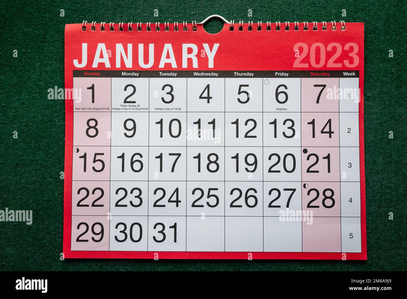 Calendario 2023, gennaio, pianificatore mensile per parete e scrivania. Foto Stock