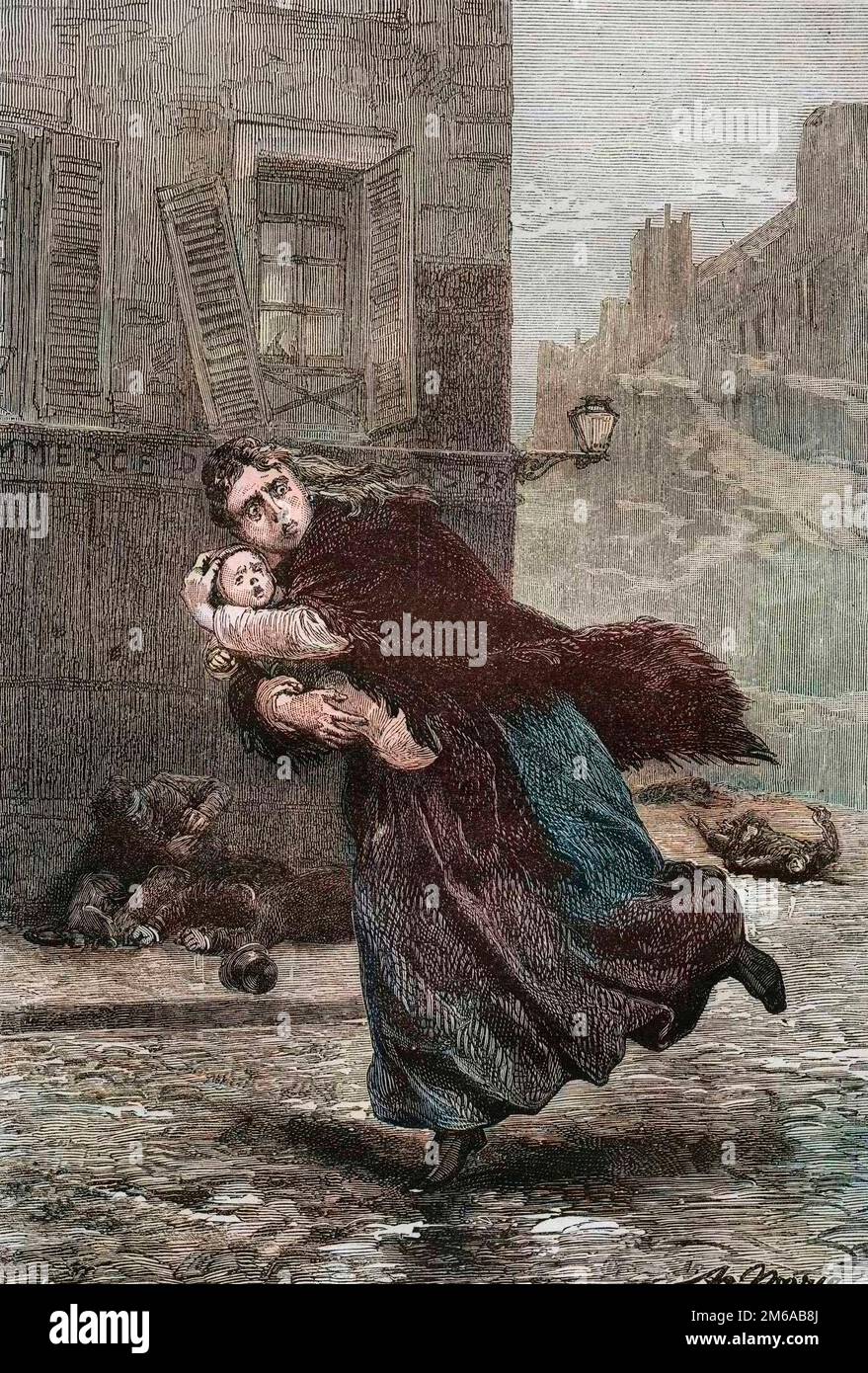 Massacro dans les rues des paris pendant le coup d'etat du 2 decembre 1851 - putsch il 2 dicembre 1851 - gravure in 'Histoire d'un Crime' (la storia di un crimine) - de Victor Hugo - Foto Stock