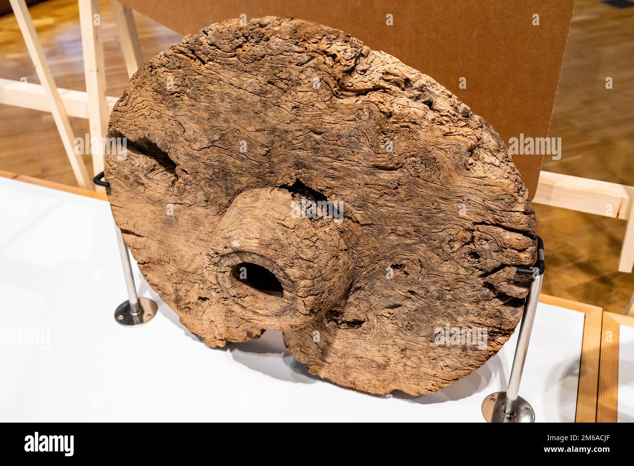 Primo piano di una ruota solida in cenere Foto Stock