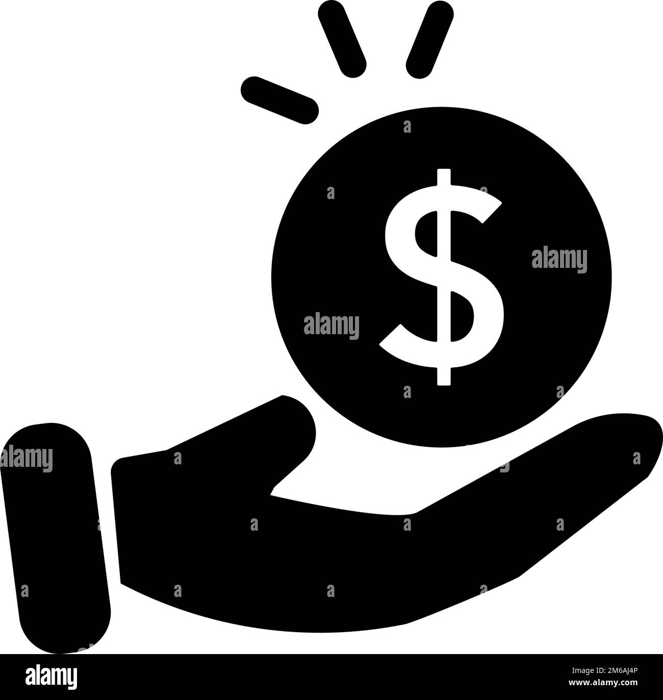 Icona della silhouette a forma di moneta. Dare moneta in dollari. Vettore modificabile. Illustrazione Vettoriale
