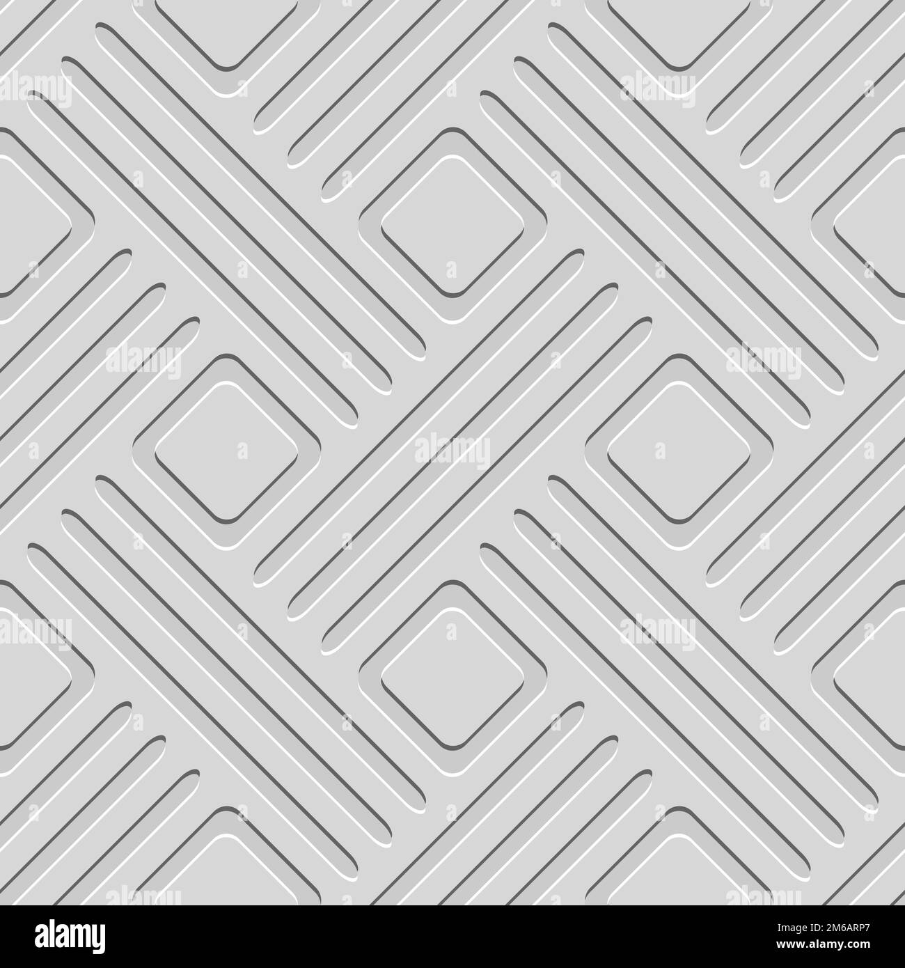 Linee e quadrati grigi goffrati senza cuciture Foto Stock