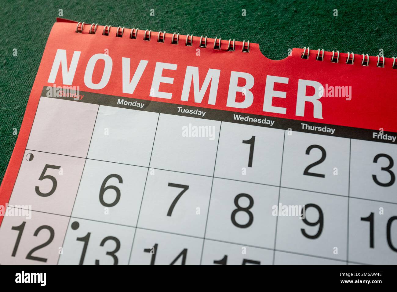 Calendario 2023, novembre, pianificatore mensile per parete e scrivania. Primo piano del mese e pochi giorni. Foto Stock