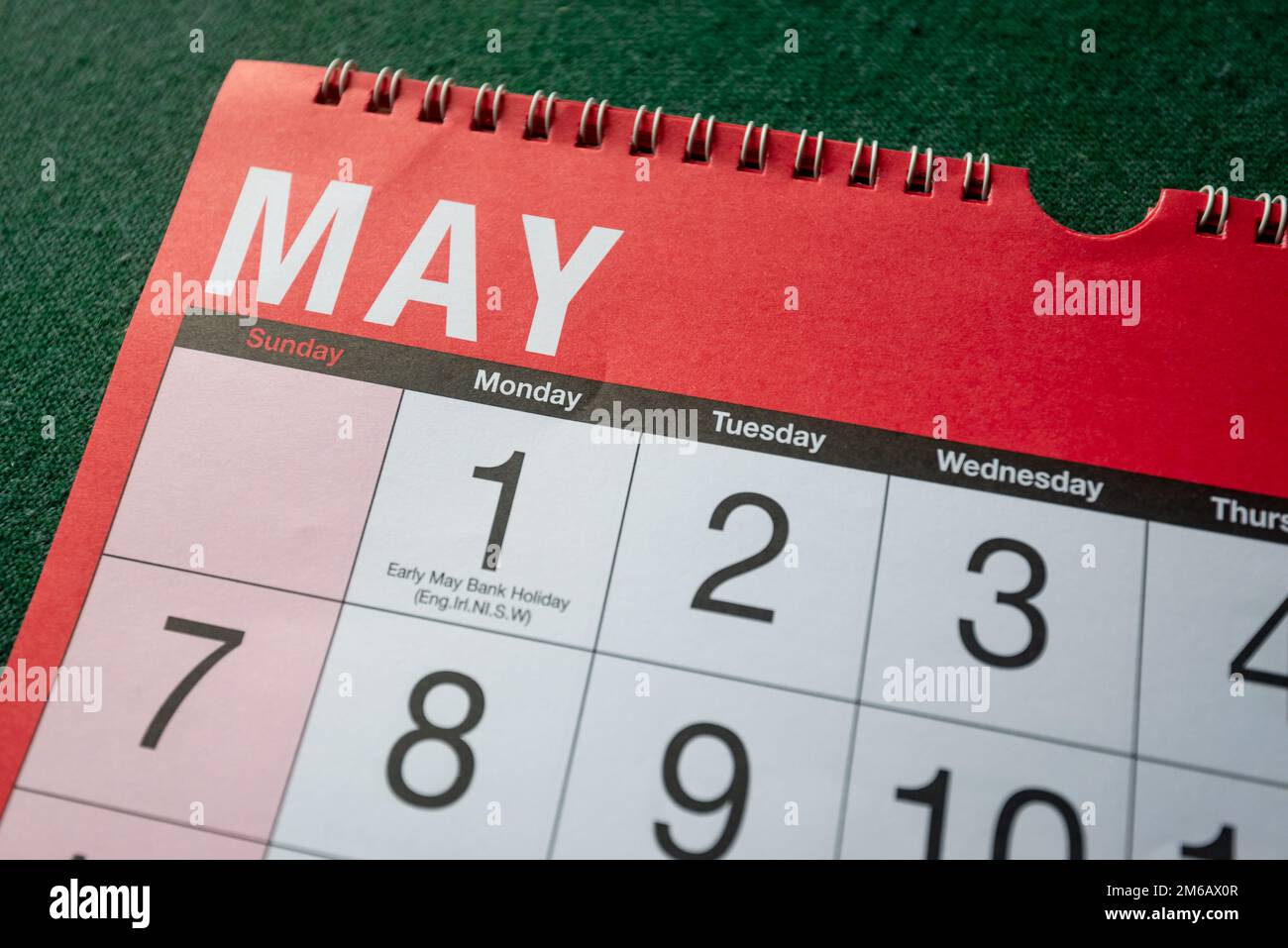 Calendario 2023, maggio, pianificatore mensile per parete e scrivania. Primo piano del mese e pochi giorni. Foto Stock