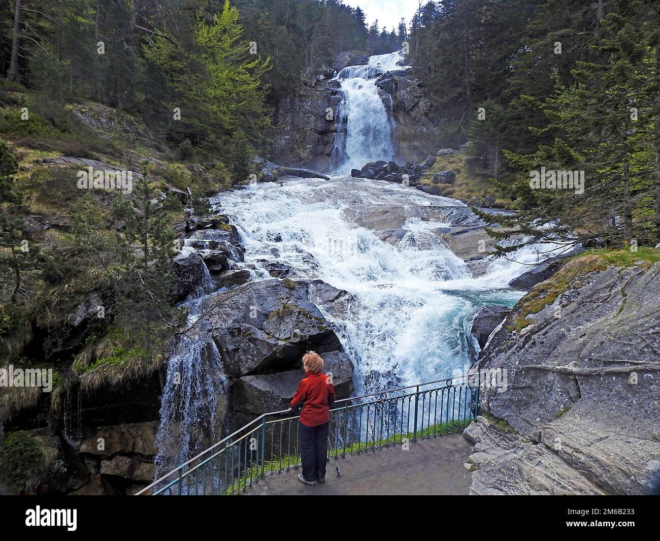 Pont d'Espagne cascata, Cauterets, Pirenei, Francia Foto Stock