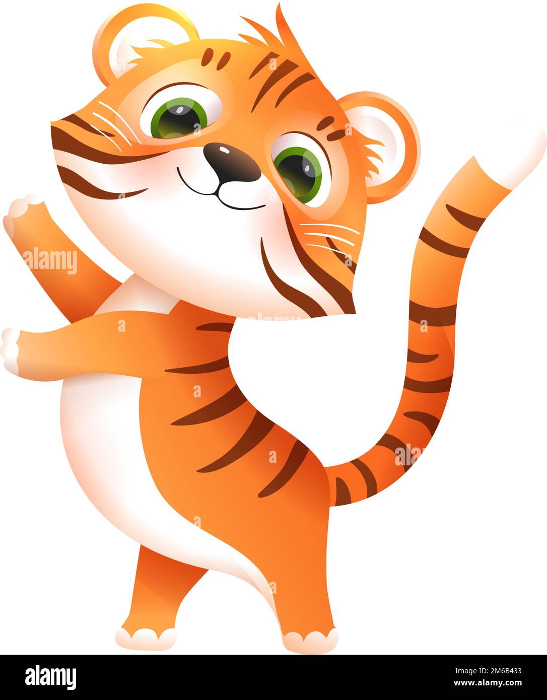 Cute Baby Tiger personaggio giocoso Mascotte per bambini Illustrazione Vettoriale