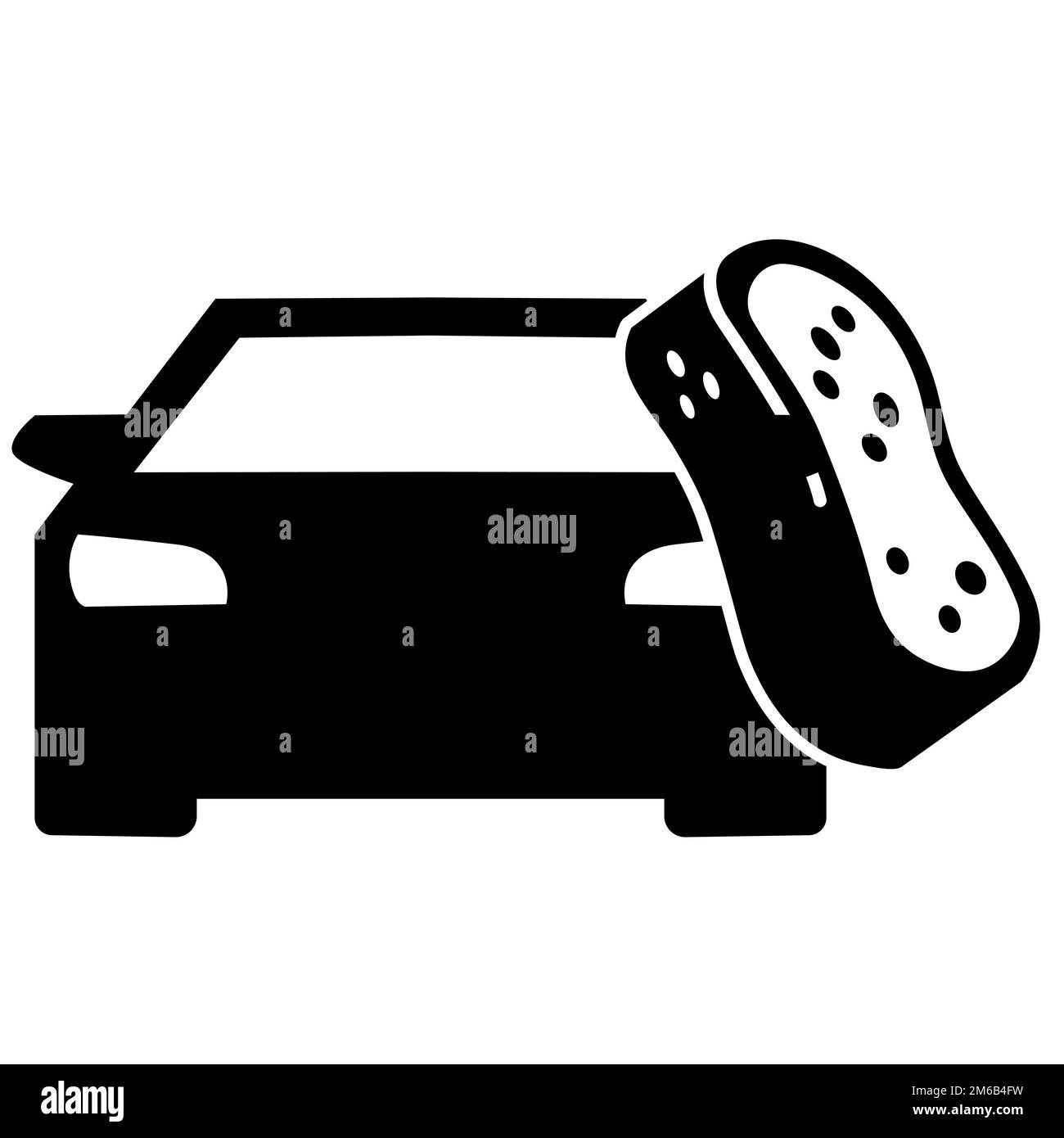 Autolavaggio icona spugna design piatto nero, vettore. Cura dell'auto e dettagli Illustrazione Vettoriale
