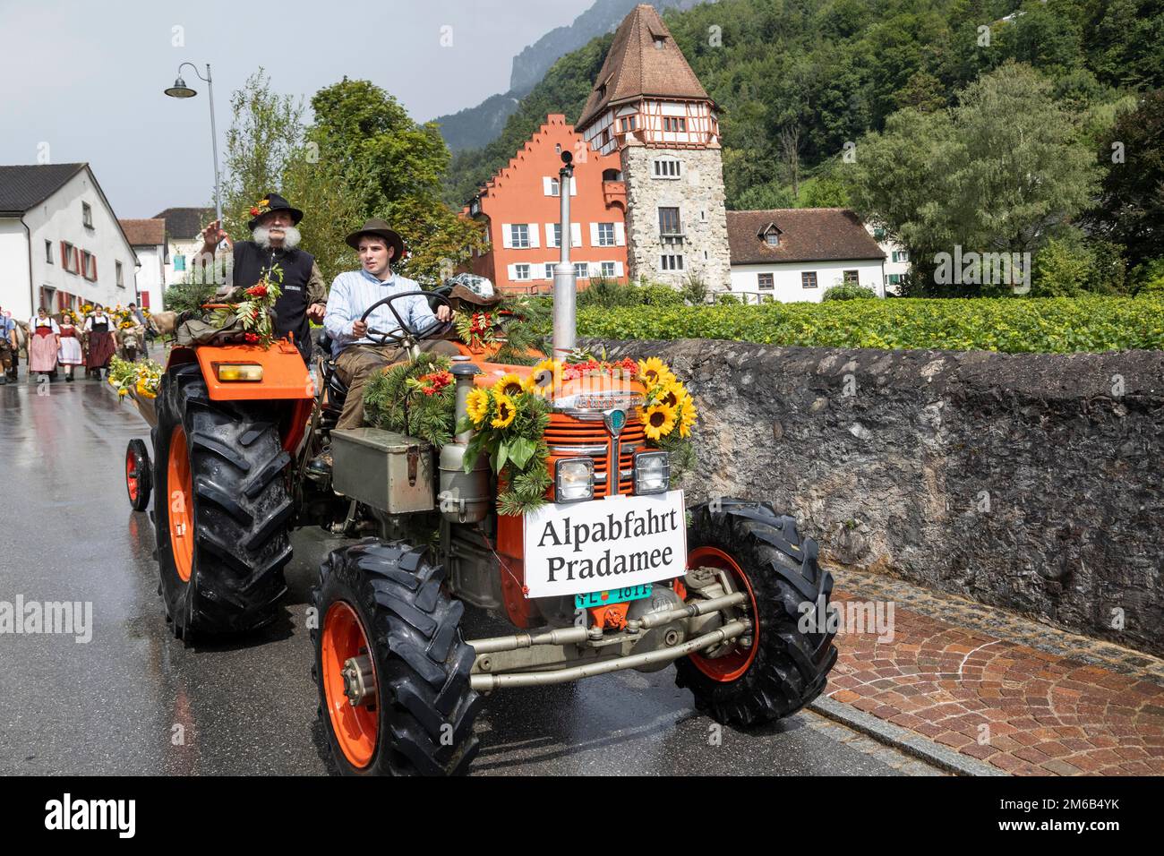 Alpabfahrt-Pradamee attraverso la Staedtle, Vaduz, Liechtenstein Foto Stock