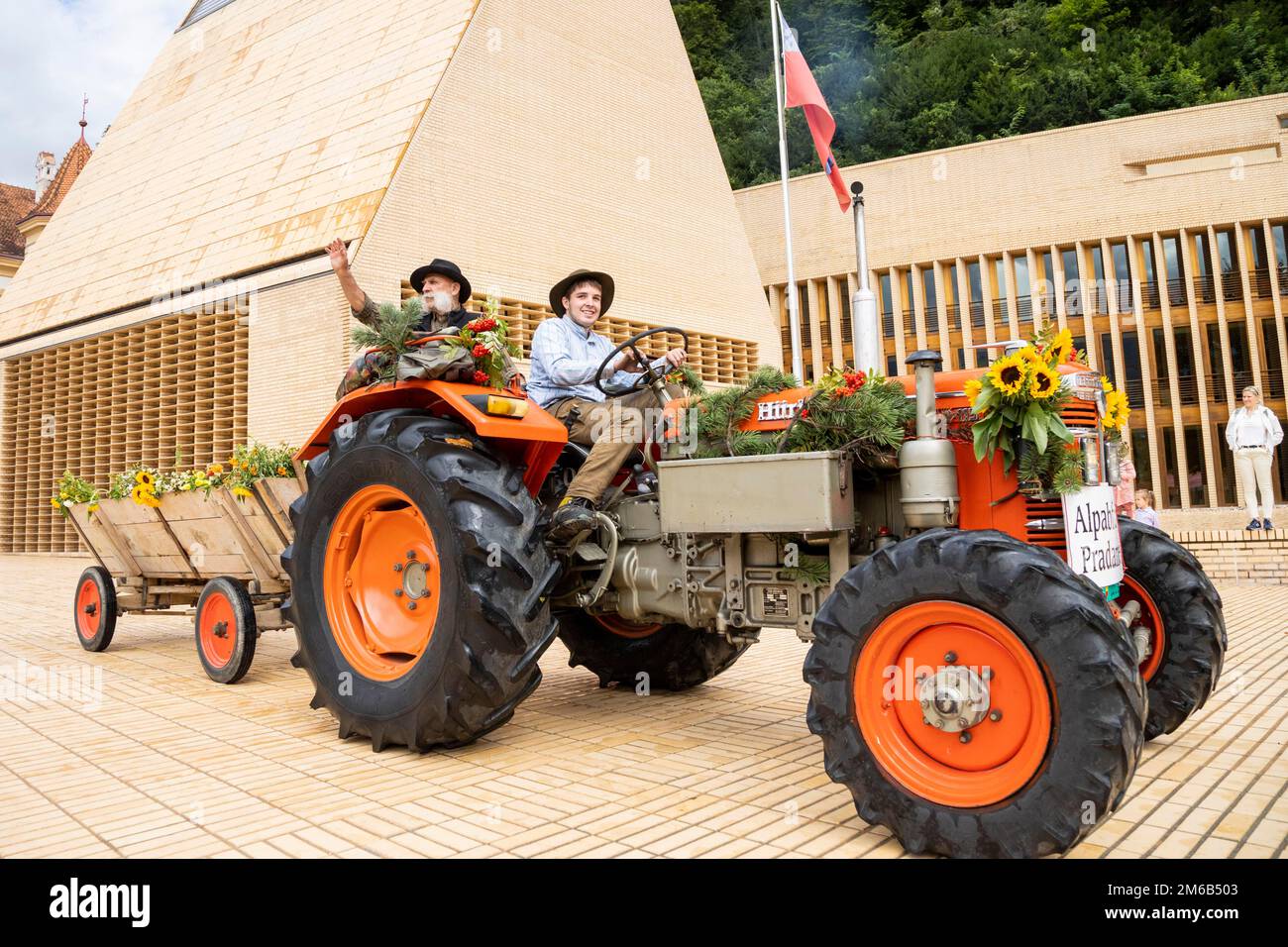 Alpabfahrt-Pradamee attraverso la Staedtle, Vaduz, Liechtenstein Foto Stock
