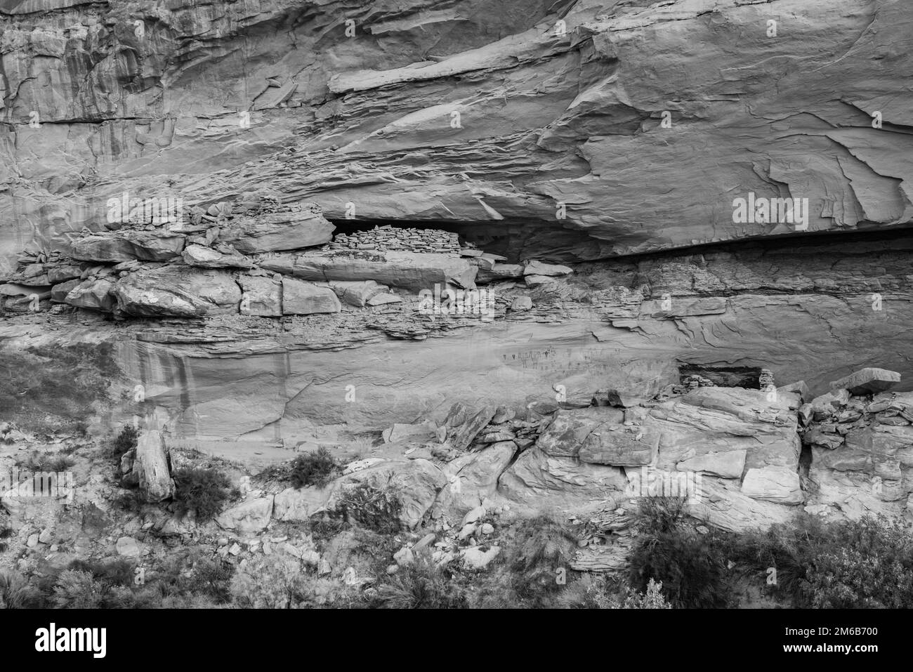 Ruin maschera verde. Backpacking in Grand Gulch e la visualizzazione delle abitazioni Anasazi e arte rupestre Vicino a Blanding, Utah, Stati Uniti. Foto Stock