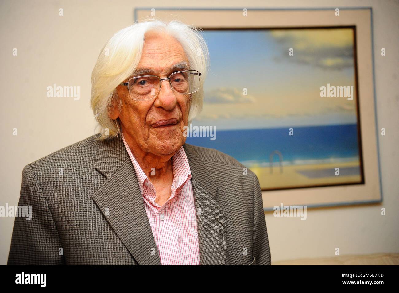 Ferreira Gullar ritratto del poeta brasiliano, famoso scrittore ed essayista del movimento artistico neo-concreto - Rio de Janeiro, Brasile 10.09.2014 Foto Stock