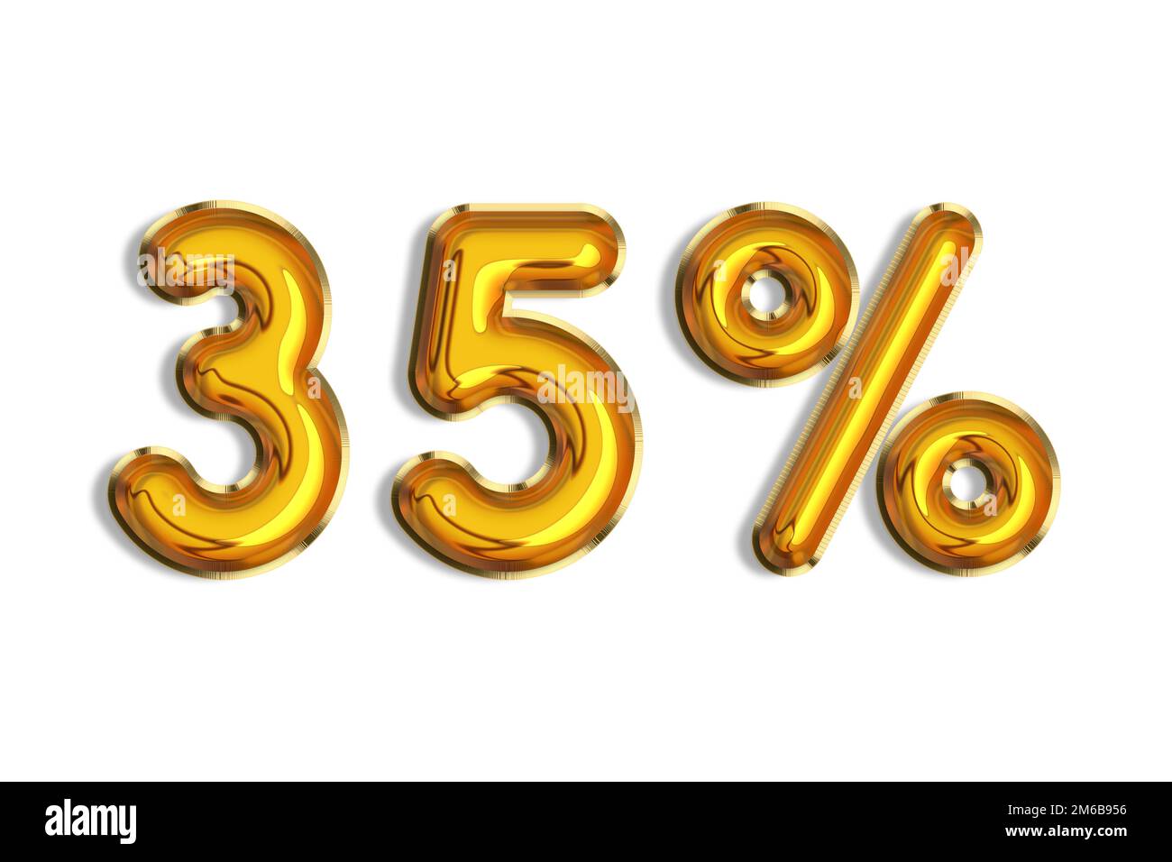 35% di sconto promozione vendita fatta di realistici palloncini d'elio 3d oro. Illustrazione del simbolo della percentuale d'oro per la vendita di poster, banner, annunci, negozio Foto Stock