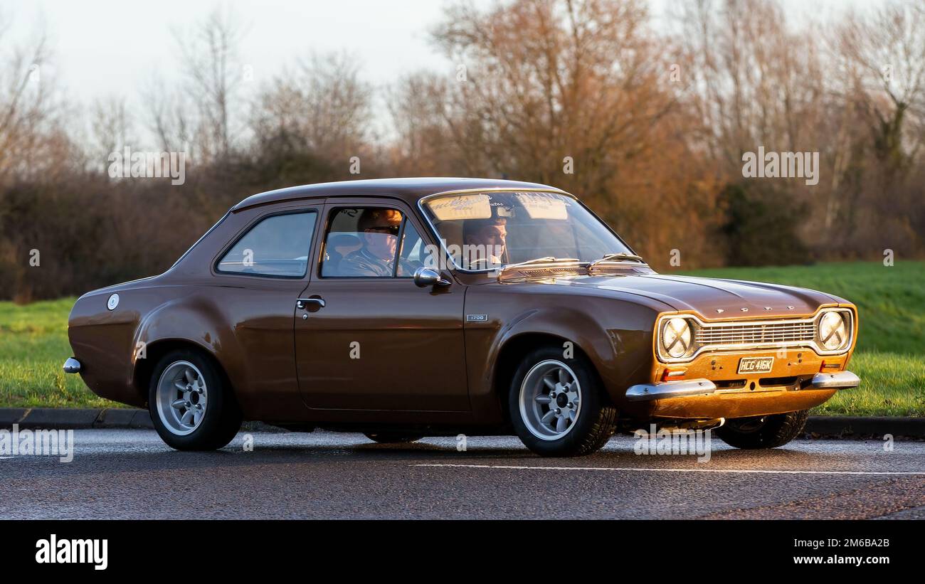 1972 marrone Ford Escort auto classica Foto Stock