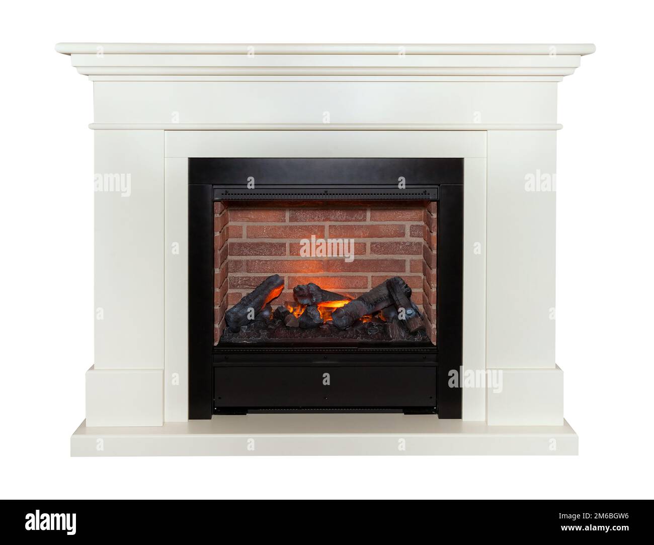 Caminetto bianco isolato su sfondo bianco Foto Stock