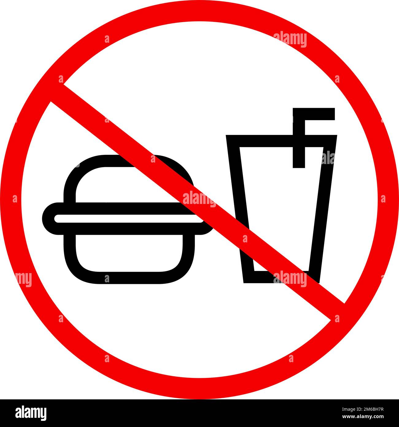 Nessun segno di mangiare o bere. Regole per alimenti e bevande. Vettore modificabile. Illustrazione Vettoriale