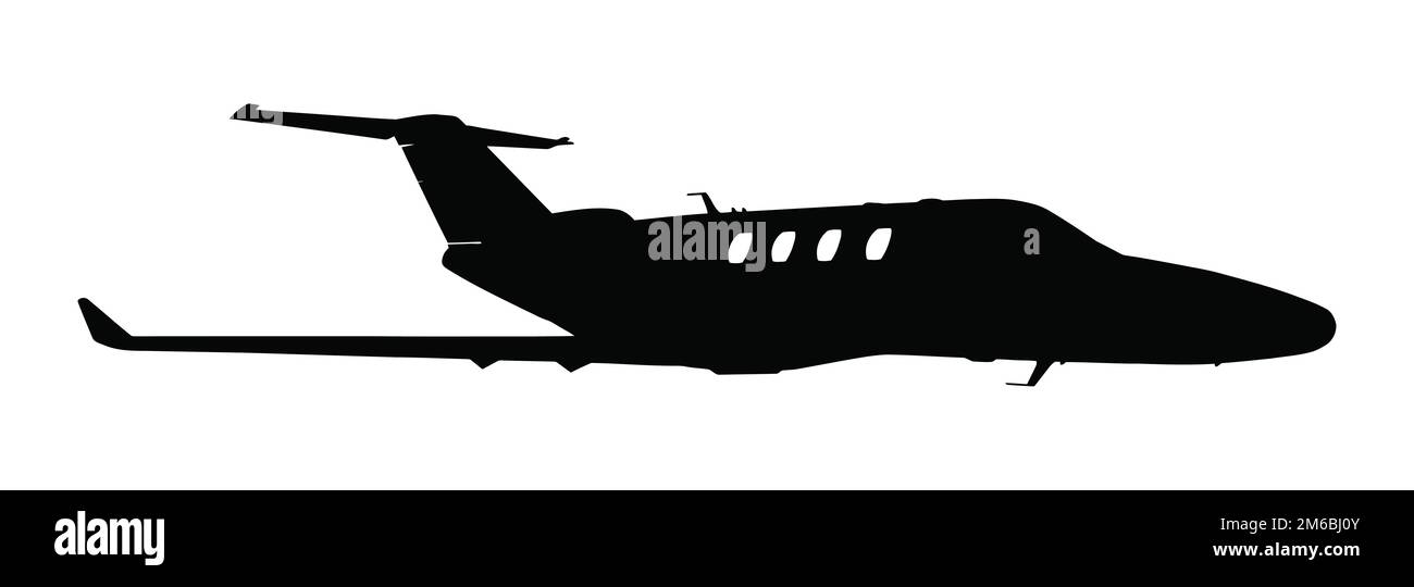 Silhouette di un moderno business jet aereo isolato Foto Stock