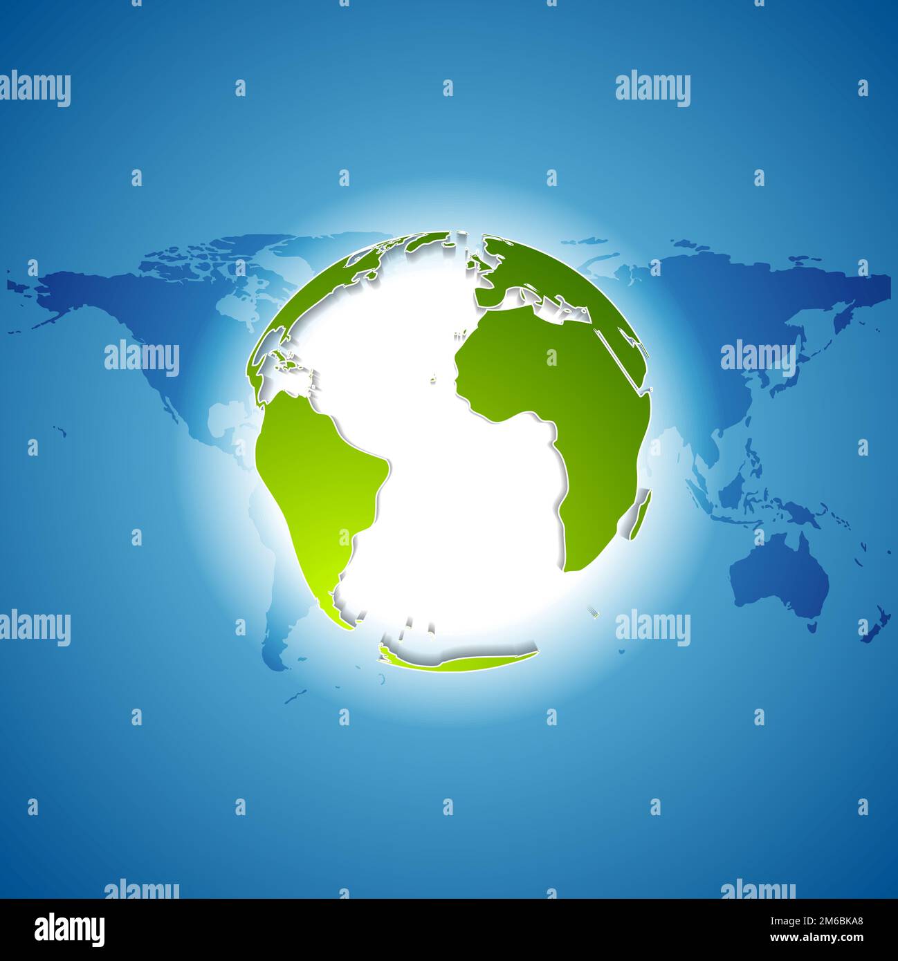Sfondo della Giornata della Terra con globo verde e mappa Foto Stock Sfondo della Giornata della Terra con globo verde e mappa Foto Stock