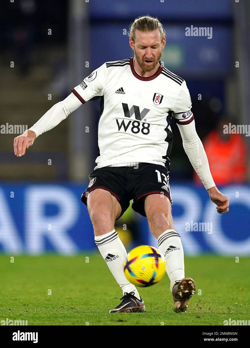 Il Tim di Fulham è in azione durante la partita della Premier League al King Power Stadium di Leicester. Data immagine: Martedì 3 gennaio 2023. Foto Stock