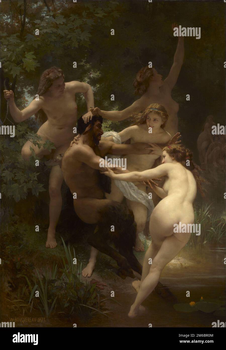 Nymphes et un satyre (Nymphs and Satyr) dipinto dal pittore francese del XIX secolo William-Adolphe Bouguereau nel 1873 Foto Stock