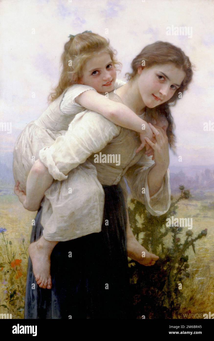 Fardeau agréable (carico piacevole) dipinto dal pittore francese del XIX secolo William-Adolphe Bouguereau nel 1895 Foto Stock Fardeau agréable (carico piacevole) dipinto dal pittore francese del XIX secolo William-Adolphe Bouguereau nel 1895 Foto Stock