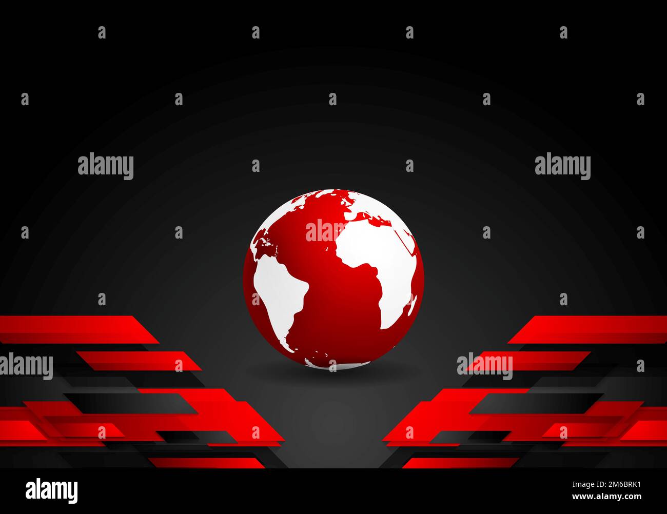 Sfondo rosso nero TECH a contrasto con il globo terrestre Foto Stock Sfondo rosso nero TECH a contrasto con il globo terrestre Foto Stock