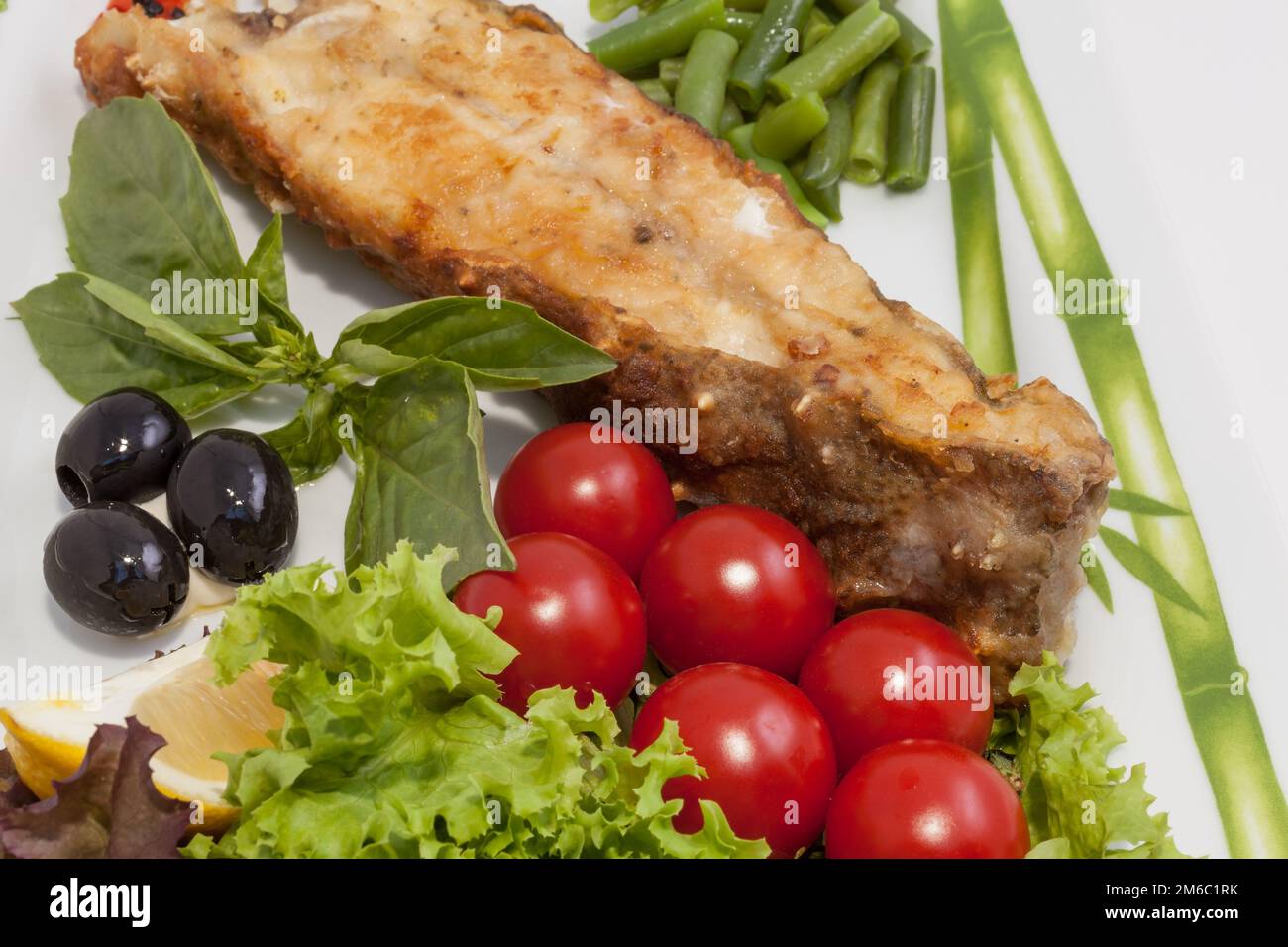 Pesce appena cucinato Foto Stock