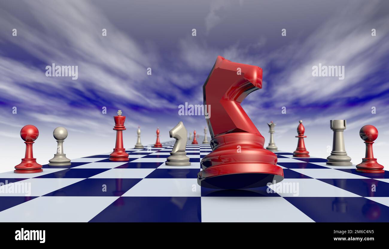 Compiacenza e arroganza - la strada verso il successo (metafora degli scacchi)... Foto Stock