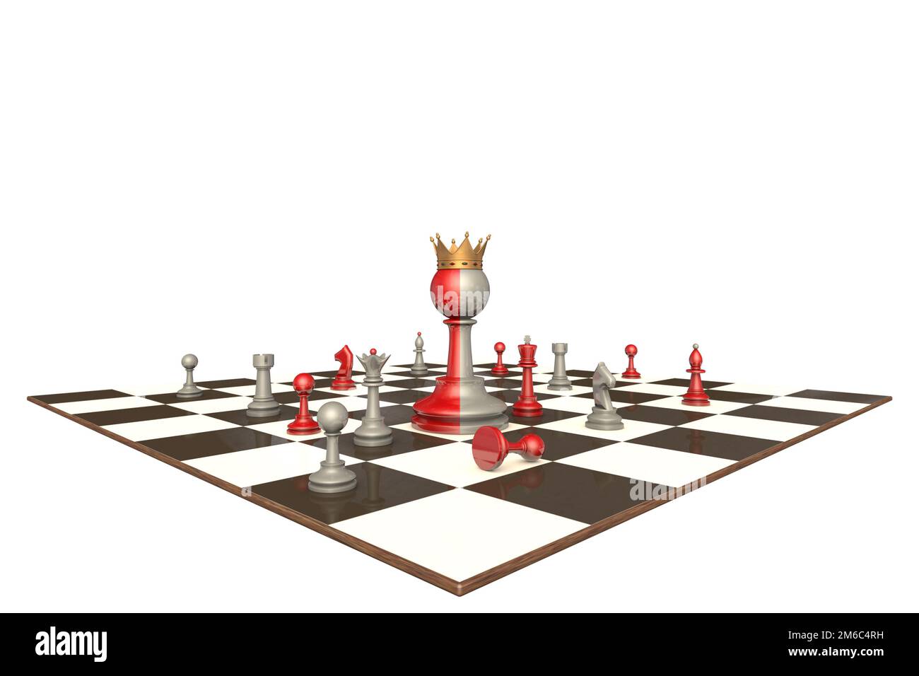 Il presidente di una grande compagnia (metafora degli scacchi). Illustrazione del rendering 3D Foto Stock