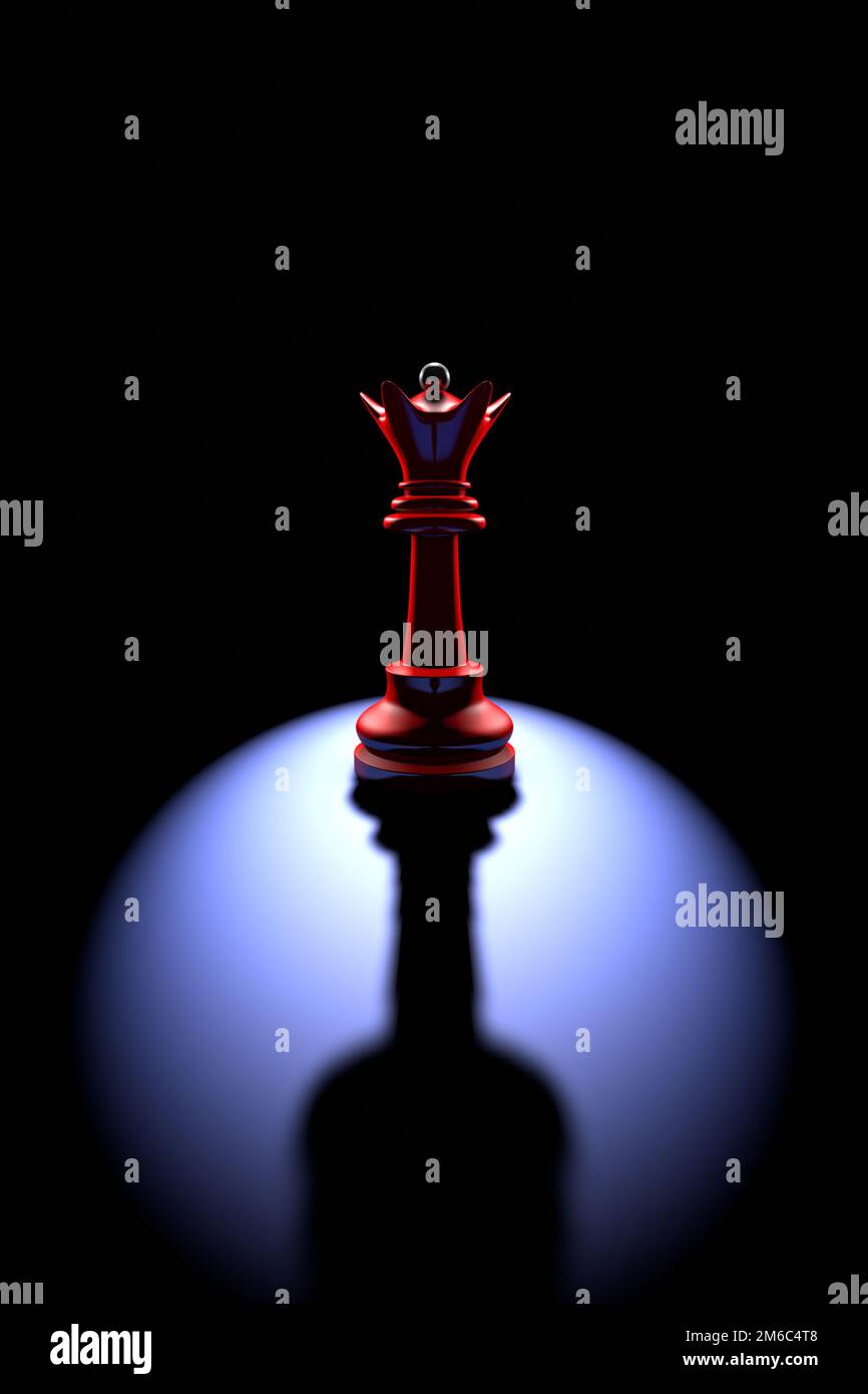 Potenza e solitudine.il pezzo di scacchi più potente (regina - un bicchiere di vino). Foto Stock