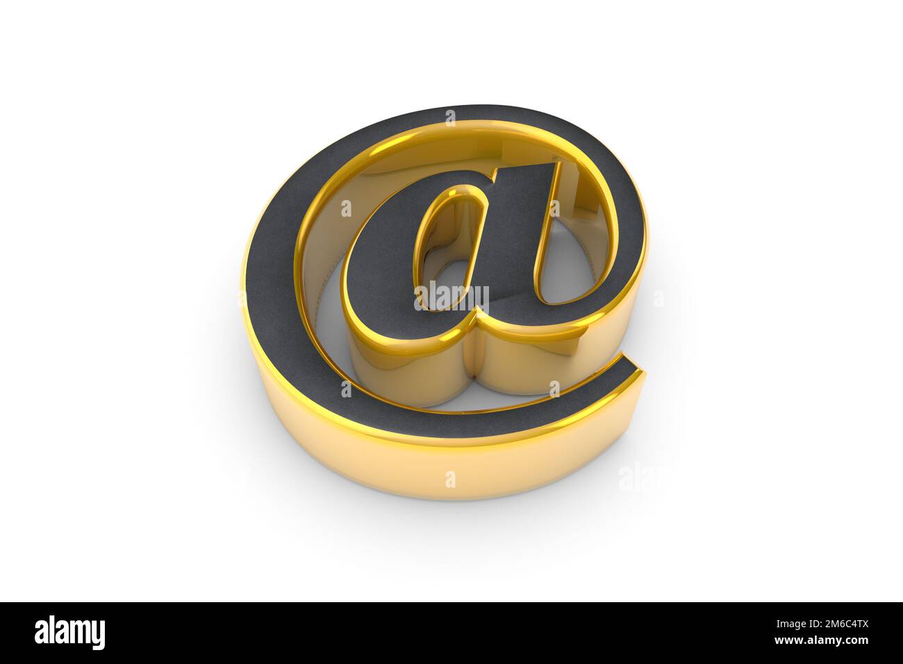 E-mail simbolo oro verde. Illustrazione di rendering 3D. Isolato su bianco. Foto Stock