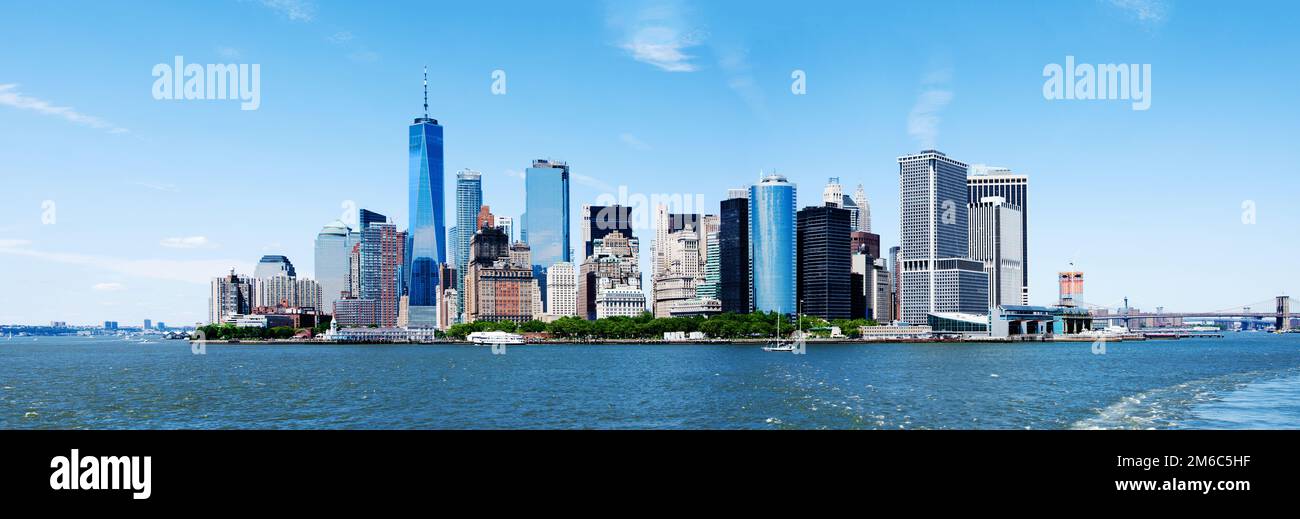 Panorama New York City Skyline di Manhattan e Torre di libertà Foto Stock