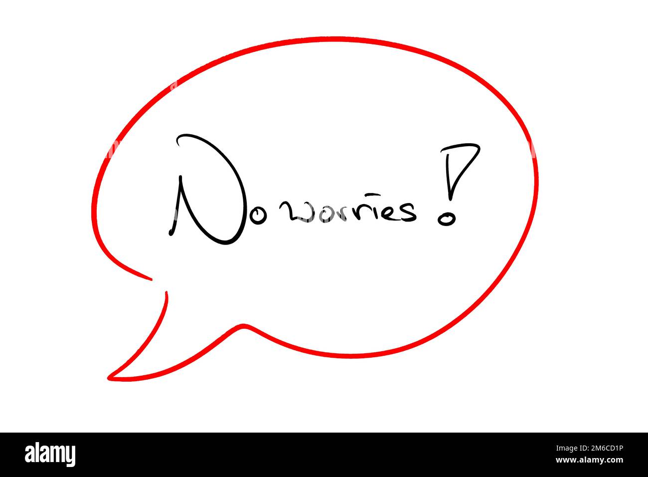 Nessuna preoccupazione cupola scritta nera su bianca manoscritta Foto Stock